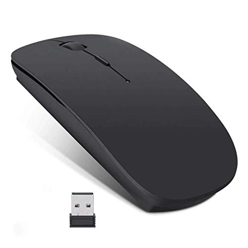 XBOSS X4 Ultra Thin 24GHz and Bluetooth Wireless Rechargeable Optical Mouse Computer PC Mice with USB Adapter for Mac Windows Linux Mouse Wireless Black with Bluetooth  24Ghz