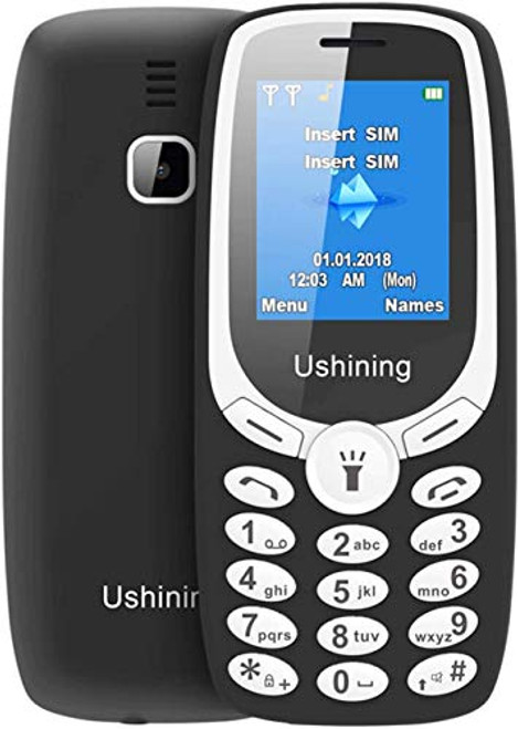 Ushining 2G Senior Unlocked Feature Phone TMobile GSM Cell Phone Dual Card Dual Standby Unlocked Cell Phone Easy to Use Basic Phone Black