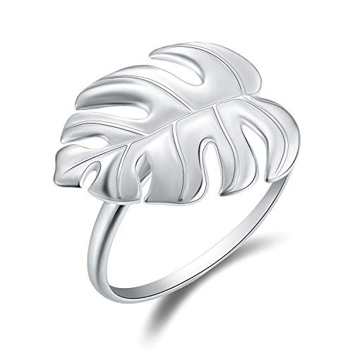 Lotus Fun S925 Sterling Silver Rings Monstera Leaves Open Ring Handmade Jewelry Unique Gifts for Women and Girls Silver Lotus Fun S925 Sterling Silver Rings Monstera Leaves Open Ring Handmade Jewelry Unique Gifts for Women and Girls Silver