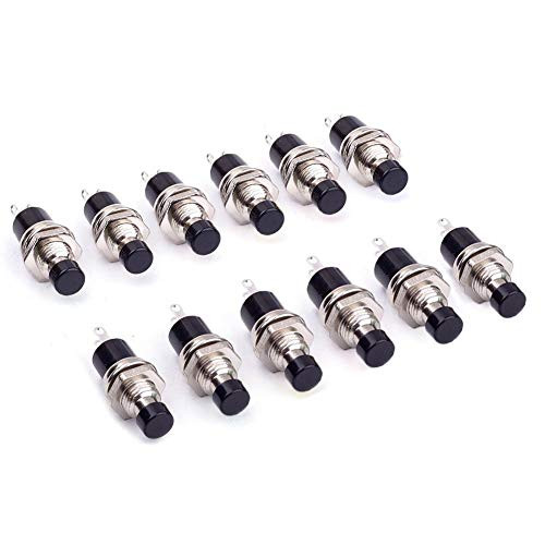 RuoFeng 2 Pins SPST Momentary Mini Push Button Switch 1A 250V AC Pack of 12 Black