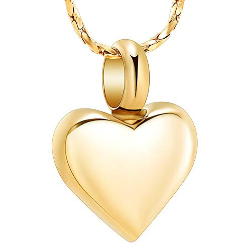 Imrsanl Small Heart Cremation Urn Necklace for Ashes Stainless Steel Memorial Ash Pendant Keepsake Jewelry Gold Imrsanl Small Heart Cremation Urn Necklace for Ashes Stainless Steel Memorial Ash Pendant Keepsake Jewelry Gold