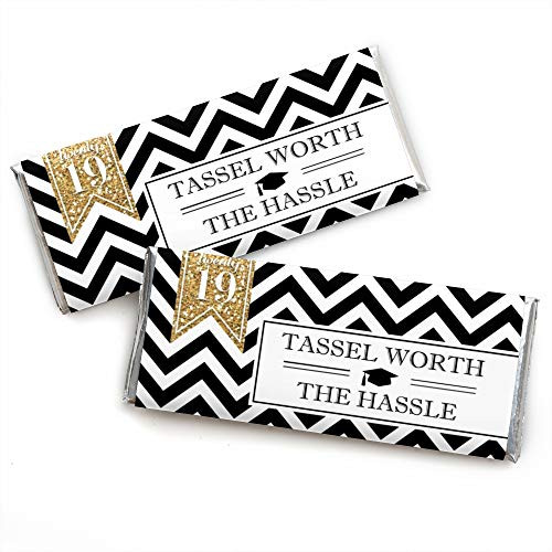 Gold Tassel Worth The Hassle - Candy Bar Wrappers 2019 Graduation Party Favors - Set of 24