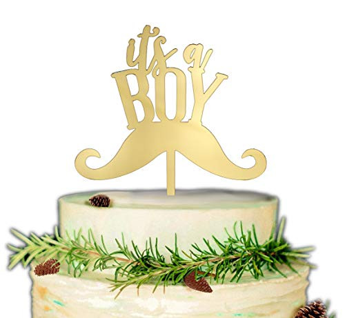 Its A Boy Cake Topper Baby Shower or Gender Reveal Party Decorations Gold