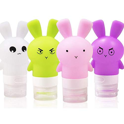Silicone Travel Bottles  Toiletry Bag  Leak Proof Refillable Shampoo Lotion and Conditioner Containers Set of 4