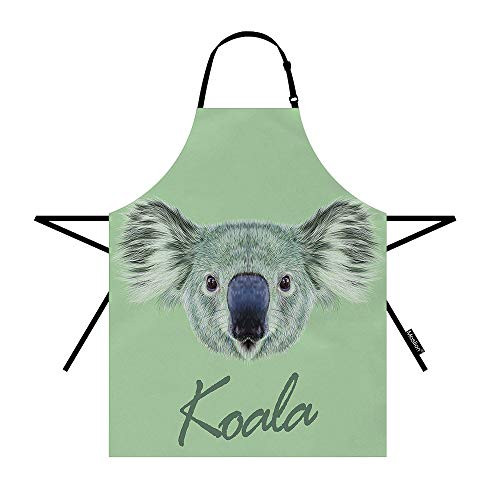 Moslion Koala Apron 31x27 Inch Cute Animal Koala Australia Marsupial Bear with Fluffy Face Kitchen Chef Waitress Cook Aprons Bib with Adjustable Neck for Women Men Girls Green Moslion Koala Apron 31x27 Inch Cute Animal Koala Australia Marsupial Bear with Fluffy Face Kitchen Chef Waitress Cook Aprons Bib with Adjustable Neck for Women Men Girls Green