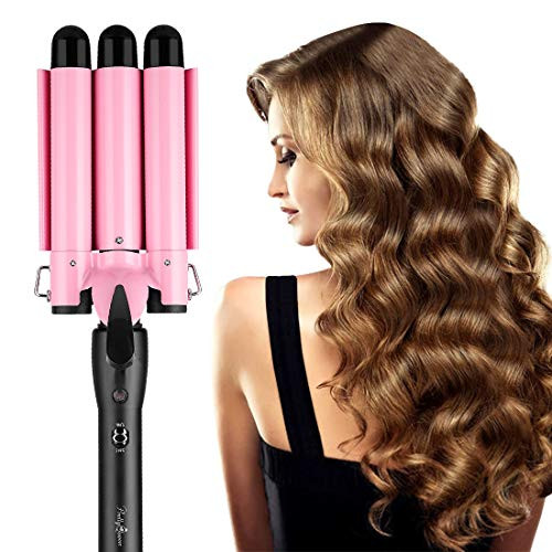 Hair Curling Iron 3 Barrel Curling Iron Wand 25mm Hair Waver Curling Iron Portable Triple Barrel Curling Iron for Deep Waves Temperature Adjustable Heats Up Quickly Suit for All Hair Style Pink Hair Curling Iron 3 Barrel Curling Iron Wand 25mm Hair Waver Curling Iron Portable Triple Barrel Curling Iron for Deep Waves Temperature Adjustable Heats Up Quickly Suit for All Hair Style Pink