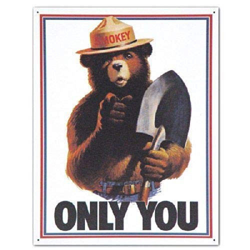 SRongmao Smokey Bear Only You US Forest Service Fires Retro Wall Decor Metal Tin Sign 8x12in New