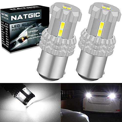 NATGIC 1157 BAY15D 1016 1034 1196 7528 LED Bulbs Extremely Bright 302012SMD Chipsets for Backup Reverse Lights Tail Lights Brake Lights Turn Signal Lights 12V White Pack of 2