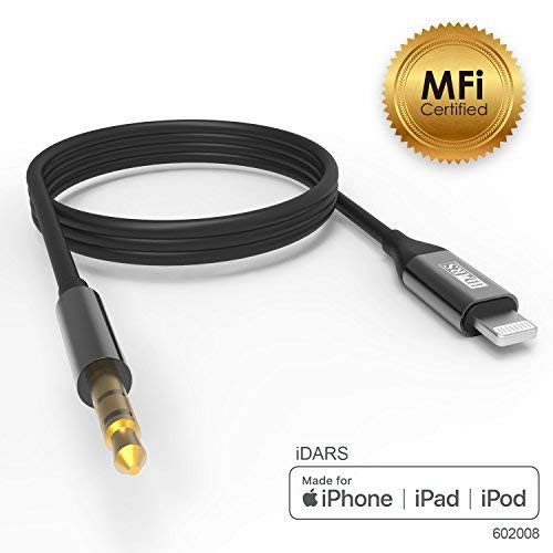 iDARS 3.5mm Lightning AUX Cable Apple MFi Certified Lightning Audio Cable for Car Stereo, Home Stereo Hi-Fi Entertainment, Headphones, Bluetooth Speaker (3.5mm AUX Cable- Straight)