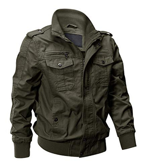 EKLENTSON Mens Fall Jacket Cargo Green Jacket Utility Jacket Men Military Jacket Army Coat Men Green