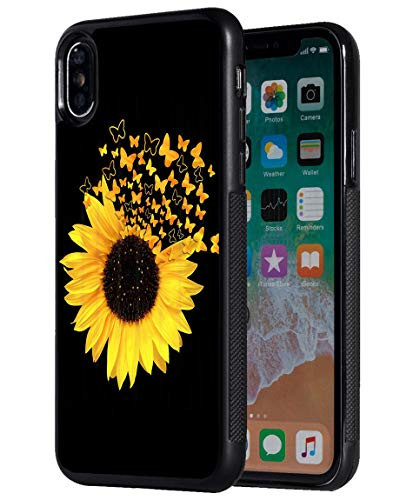 iPhone X CaseiPhone Xs Case Slim AntiScratch Shockproof Silicone TPU Protective Cover for iPhone X 2017iPhone Xs 2018 58 inch Sunflower Butterfly Bloom