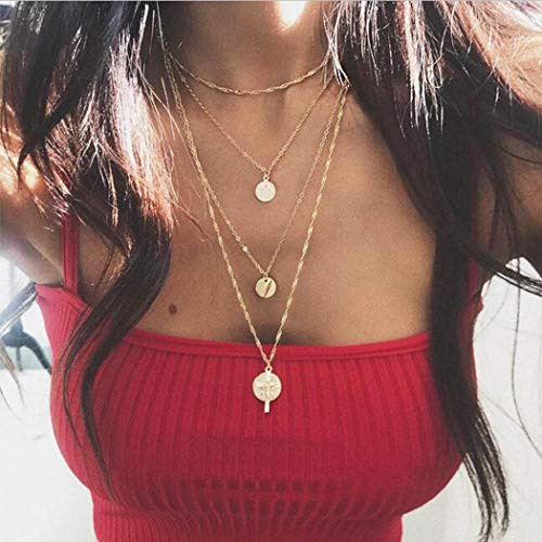 Gemily Boho Layered Sequin Pendant Necklace Gold Coin Necklaces Chain Cross Jewelry for Women and Girls