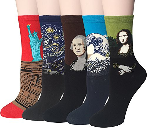 Chalier 46 Pairs Womens Fun Socks Famous Painting Patterned Art Socks Printed Cool Novelty Funny Socks for Women Chalier 46 Pairs Womens Fun Socks Famous Painting Patterned Art Socks Printed Cool Novelty Funny Socks for Women