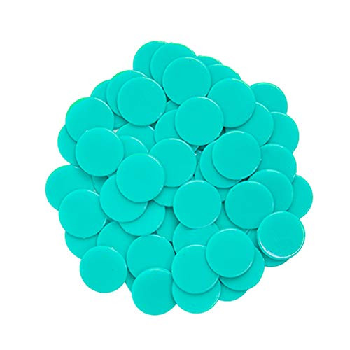 100 Pieces counters Counting Chips Plastic Round Markers 1Inch Opaque Plastic Learning Counters Mini Poker Chips Game Tokens for Bingo Chips Sky Blue 15 inch