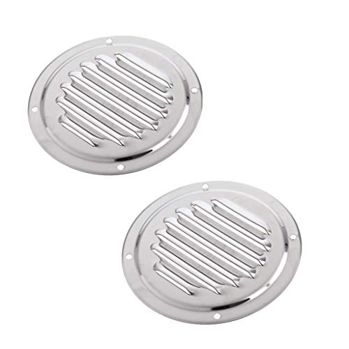 shangmu 2 Pieces Stainless Steel Round Louvered Vent Marine Boat Vent 100mm Caravan Vent Suit for Marine Boat Yacht Accessories