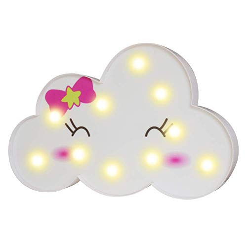 Glintee Emoji Cloud Night Lights LED Cloud Marquee Signs Battery Operated Wall Decorative Lamp for Bedroom Girls Kids Baby Room Home Decor Bowknot Cloud