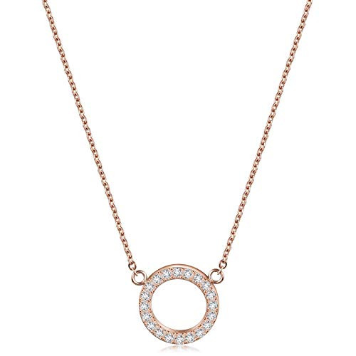 WISTIC Cubic Zirconia Necklace Circle Pendant Necklace Gold Plated for Women Girls Gold Rose Gold Necklace WISTIC Cubic Zirconia Necklace Circle Pendant Necklace Gold Plated for Women Girls Gold Rose Gold Necklace