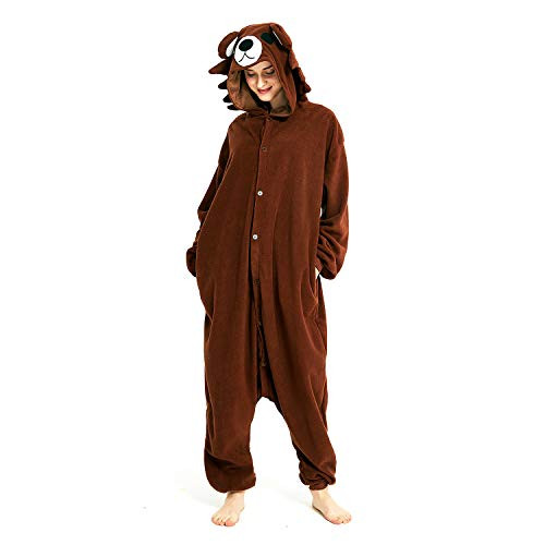 Brown Bear Onesie Women Adult Animal Pajamas Costume Halloween Cosplay Sleepwear Onesies for Men
