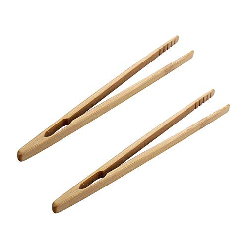 2 Pack Toast Tongs Bamboo Tongs for Cooking Toast Bread Pickles Tea Bamboo Kitchen Tongs 7 Inch