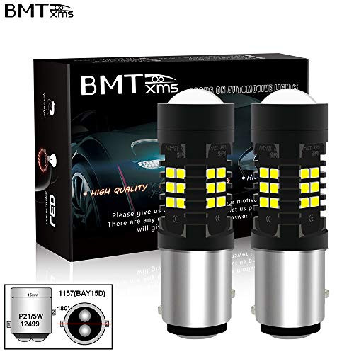 BMTxms 1157 P21 5W P215W BAY15D LED Bulbs LED Bulb DC 12V24V 1200LM Led Lamps Replacement for DRL Lights Daytime Running Light Backup Reverse Lights 1157 BAY15D White2Pcs