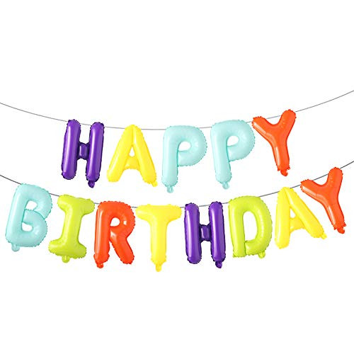 Happy Birthday Balloons Aluminum Foil Banner Balloons for Birthday Party Decorations and Supplies Macaron