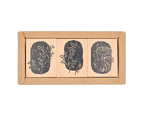 Cliocoo 3pcs Plants Wood Rubber Stamp Set M46 B