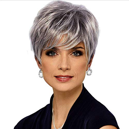 Divine Hair Short Pixie Cut Hair Short Mixed Gray Hairstyles Synthetic Wigs For Women Heat Resistant Hairpieces Womens Fashion Wigs Mixed Gray Divine Hair Short Pixie Cut Hair Short Mixed Gray Hairstyles Synthetic Wigs For Women Heat Resistant Hairpieces Womens Fashion Wigs Mixed Gray