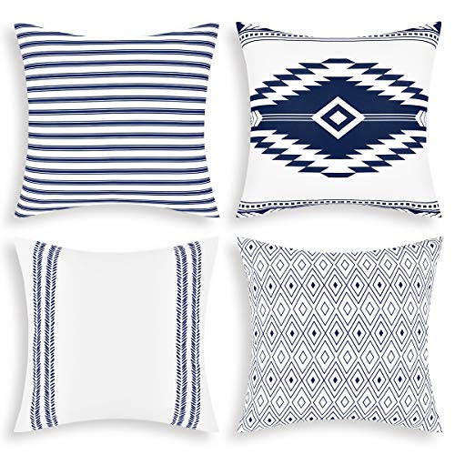 Yastouay Modern Pillow Covers Boho Pillow Covers Decorative Throw Pillow Case Set Home Decor Cushion Cover for Sofa Couch Bed and Car 4 Packs Blue Yastouay Modern Pillow Covers Boho Pillow Covers Decorative Throw Pillow Case Set Home Decor Cushion Cover for Sofa Couch Bed and Car 4 Packs Blue