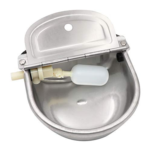 MACGOAL Stainless Steel Automatic Waterer Bowl with Float Valve Water Trough for Livestock Dog Goat Pig Waterer