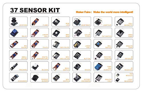 37 Sensors Assortment Kit37 Sensor Starter Kit for Arduino Raspberry pi Sensor kit 37in1 Robot Projects Starter Kits for Arduino UNO R3 MEGANanoRaspberry Pi 33BRPi AModel BB2