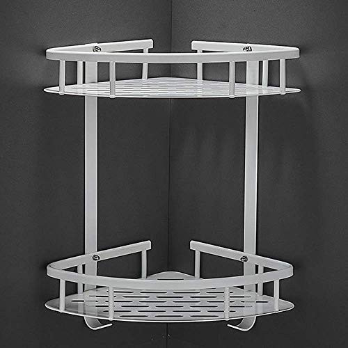 Gavenia Bathroom Shelf No Drilling Durable Aluminum Shower Shelf Kitchen Storage Basket Adhesive Suction Corner Shelves Shower Caddy?2 Tiers?white?