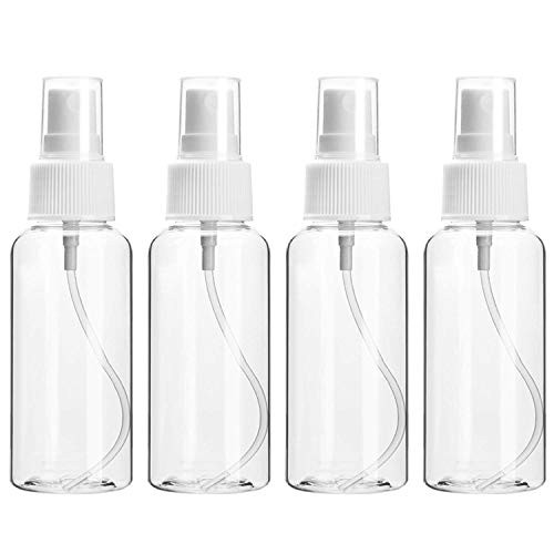 Empty Plastic Spray Bottles 4 Pack 2oz50ml Clear Fine Mist Mini Travel Spray Bottle Set Small Refillable Liquid Containers