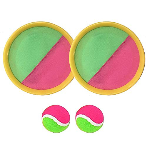 Higoala Toss and Catch Ball Game Ball Catch Game Paddle Game Set with 2 Paddles 2 Balls Yellow