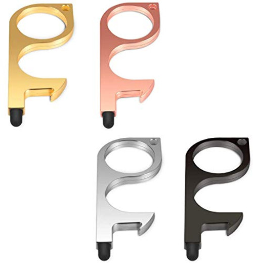 No Touch Door Opener Tool 4 Packs No Touch Keychain Tool Clean Key NonContact Door Opener Handheld EDC Keychain For Infected Surfaces Touchscreens Handles Buttons