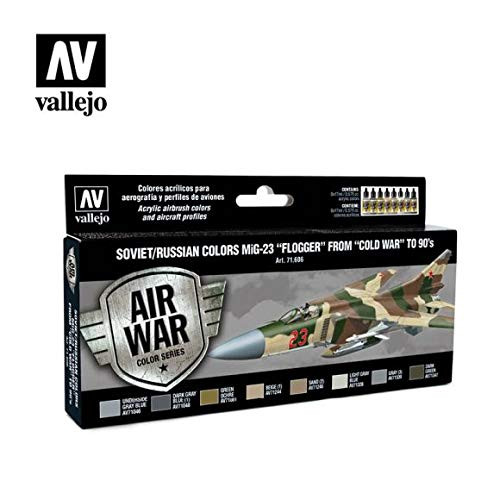 Vallejo VJ71606 Air War Series SovietRussian Colors Mig23 Flogger from 70s to 90s Toy Multicolor