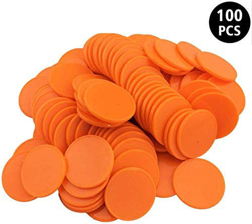WESTRONG 100 Pieces Counters Counting Chips 1 Inch Opaque Plastic Learning Round Counters Bingo Chip Disks Markers Mini Poker Chips for Math Practice and Bingo Chips Game TokensOrange
