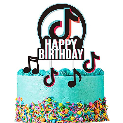 Happy Birthday TiK Tok Cake Topper for Music Party Birthday Decorations