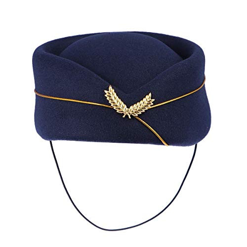 Air Hostess Hat Stewardess Hat Flight Attendant Hat Stewardess Cap for Costume Cosplay Costume Accessories  Navy Blue