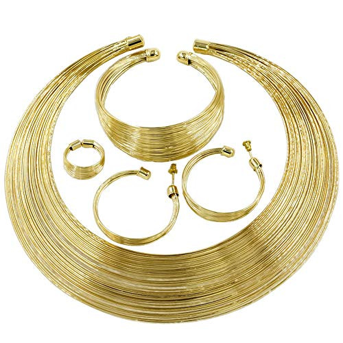 African Jewelry for Women African Statement Jewelry Set 18 K Gold Plated Jewelry for Women Weddings Dubai Gold Necklace Earrings Set African Jewelry for Women African Statement Jewelry Set 18 K Gold Plated Jewelry for Women Weddings Dubai Gold Necklace Earrings Set