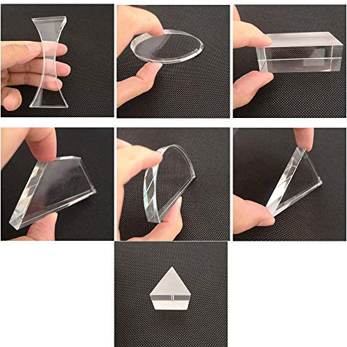 Optical Glass Lens and Prism Set 7 Piece