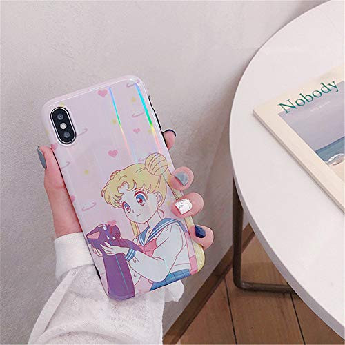 for iPhone Xr Case Xr Cover Japan Anime Cartoon Sailor Moon Case Kawaii Slim Smooth Silicone Soft Phone Case Back Cover for iPhone Xs Max XR 6S 7 8 Plus Pink for iPhone Xr