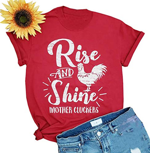 Rise and Shine Mother Chicken Mom Cute T Shirts Womens Letter Print Mom Life Tees Tops Farm Country Casual Tshirt XLarge Red Rise and Shine Mother Chicken Mom Cute T Shirts Womens Letter Print Mom Life Tees Tops Farm Country Casual Tshirt XLarge Red