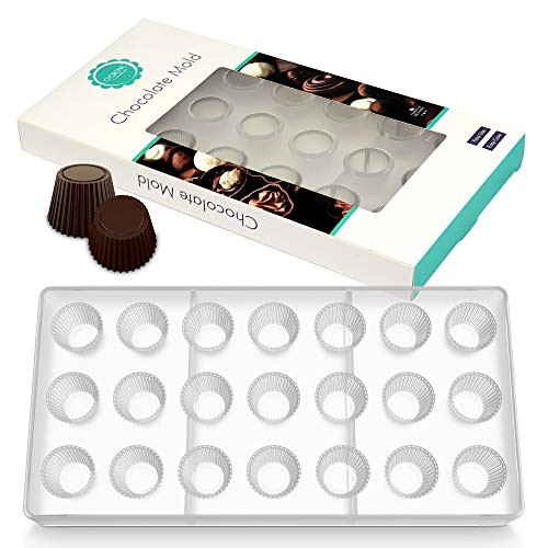 OCreme Clear Polycarbonate Chocolate Mold Transparent Jelly Candy Mold  Grooved Tapered Round 21 Cavities Tray