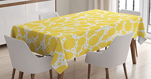 Ambesonne Yellow Tablecloth Yellow Tropical Exotic Pineapple Fruit Pattern with Dots Little Circles Dining Room Kitchen Rectangular Table Cover 60 X 84 Yellow White Ambesonne Yellow Tablecloth Yellow Tropical Exotic Pineapple Fruit Pattern with Dots Little Circles Dining Room Kitchen Rectangular Table Cover 60 X 84 Yellow White