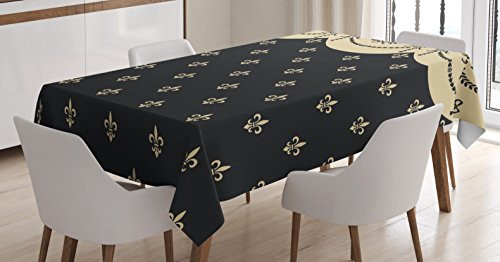 Ambesonne French Tablecloth Pattern of Fleur de Lis Illustration Baroque Inspired Print Rectangular Table Cover for Dining Room Kitchen Decor 60 X 90 Cream Charcoal