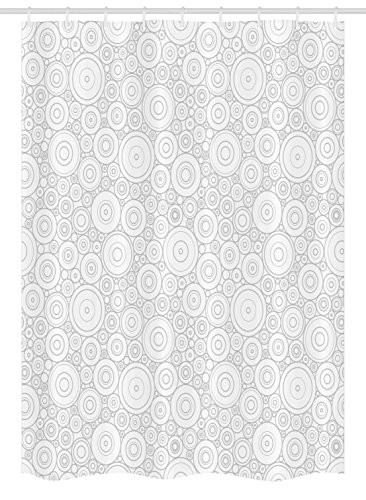 Ambesonne Grey Stall Shower Curtain Different Sized Circles and Rounds Simple Geometric Style Graphic Print Shabby Home Fabric Bathroom Decor Set with Hooks 54 X 78 White Grey
