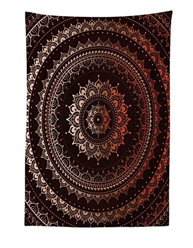 Lunarable Mandala Tapestry Enclosing Magic Circle Middle Eastern Egyptian Folkloric Culture Pattern Fabric Wall Hanging Decor for Bedroom Living Room Dorm 30 X 45 Brown Orange