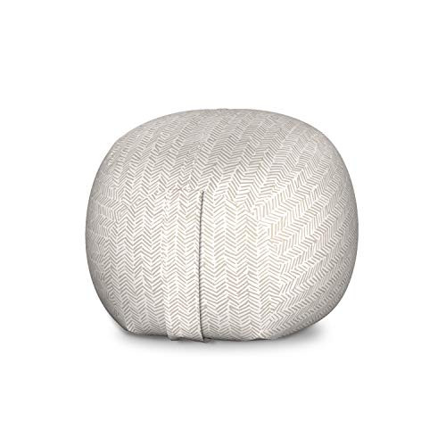 Lunarable Chevron Storage Toy Bag Chair Hand Drawn Monochrome Herringbone Lines Composition of Abstract Zigzags Stuffed Animal Organizer Washable Bag for Kids Large Size White Beige