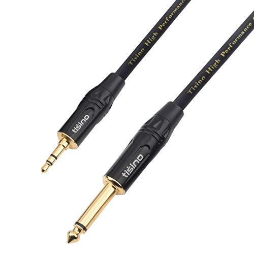 Tisino 1/4 inch TS Mono to 1/8 inch(3.5mm) TRS Mono Interconnect Cable(Mono to Mono)- 10 feet