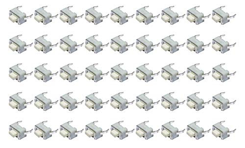 flashtree 50pcs 3x6x5Hmm Panel MiniMicroSmall PCB Momentary Tactile Tact Push Button Switch Milk White DIP 50PCS